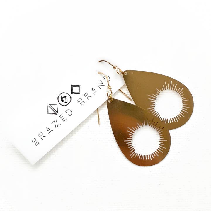 Rose and Della - Wholesale Dangle Earrings - Cutout Sunburst Brass Earrings4