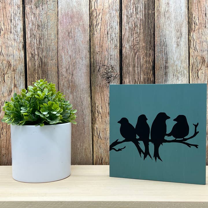 Resting Birds Reclaimed Wood Block for wholesale by Running Blynd