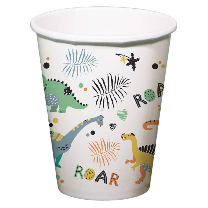 Multi Colors Disposable Cups Dino Roars 250ml - 6 pieces for wholesale on Faire0