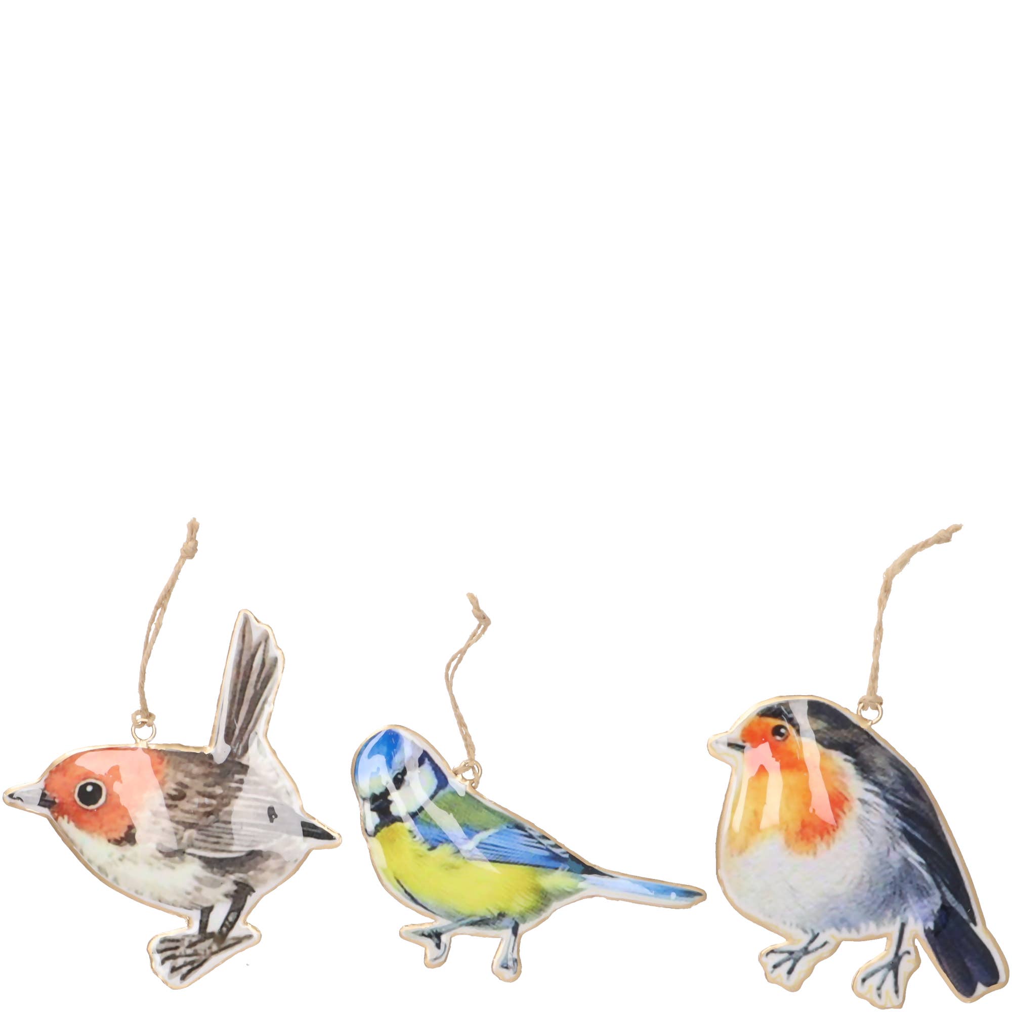 Vosteen - Wholesale Ornament Set - Metal Bird Polly for Hanging, 3 Designs, D12cm, Bu0