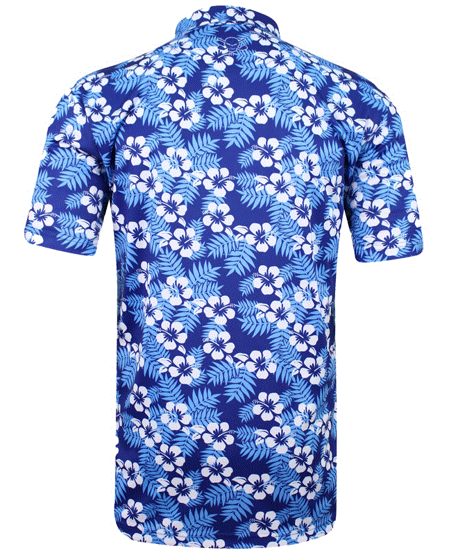 Tattoo Golf Clothing - Wholesale Polo - Men's - Aloha Cool-Stretch Men's Hawaiian Golf Shirt (Blue)1