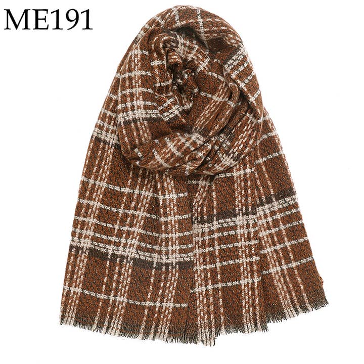 Adorro - Wholesale Scarf - Women's - Soft Chunky Knit Plaid Scarf (10 colors) 8