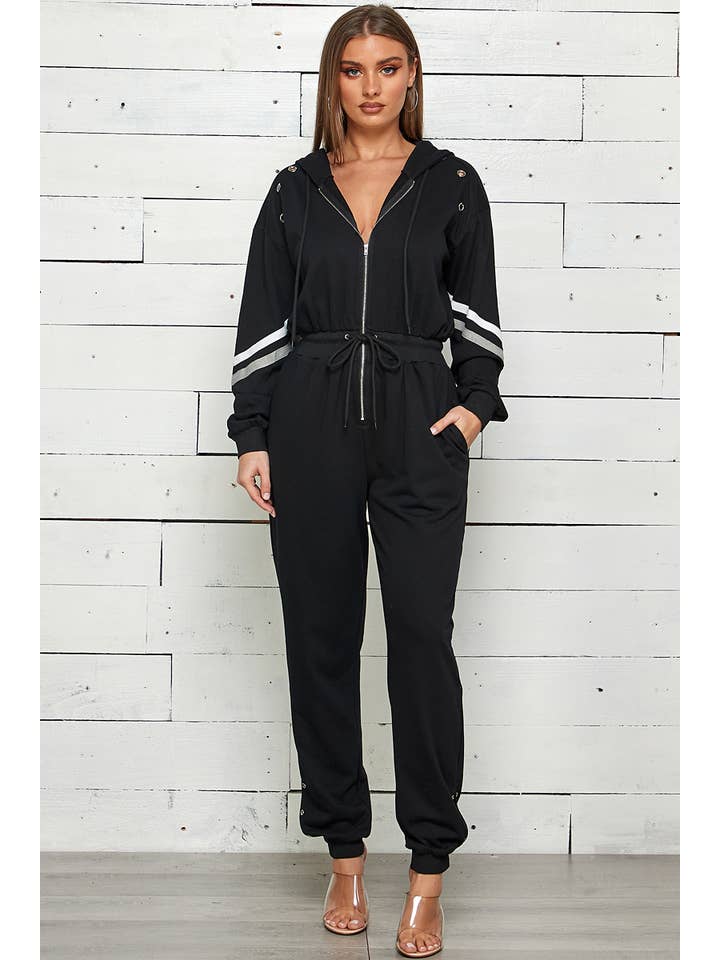 Shop Michella - Wholesale Jumpsuit - Dames - FRENCH TERRY GESTREEPTE JOGGER JUMPSUIT MET RITS5