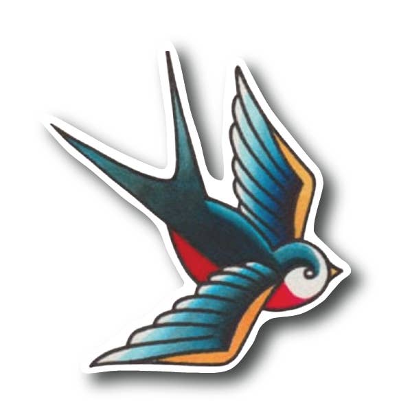 Traditional Tattoo Swallow Sticker for wholesale by House of Swank Clothing