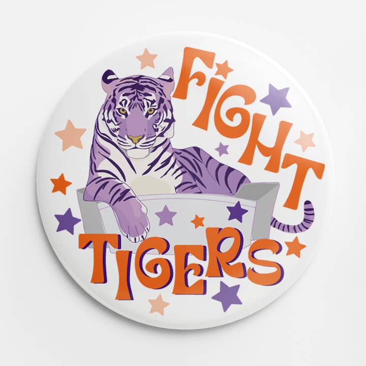 Fight Tigers Button (Orange) for wholesale by Thanks For Everything