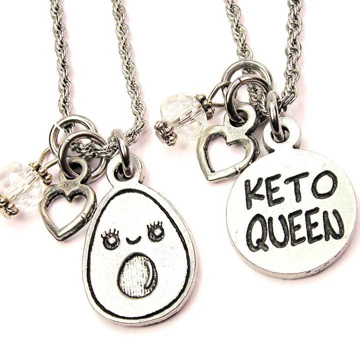 Keto Queen Set Of 2 Rope Chain Necklaces Diets Carb Free for wholesale by Chubby Chico Charms