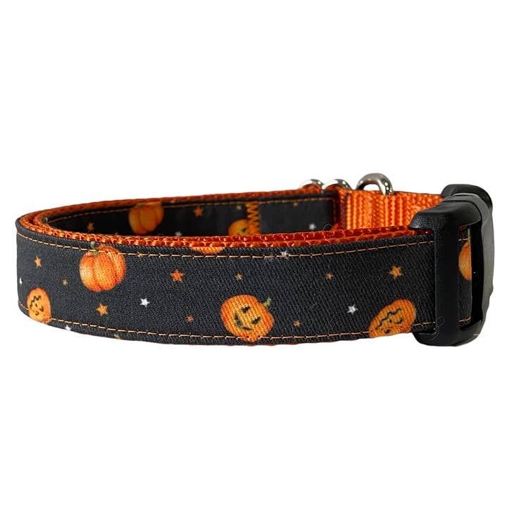 Halloween-Hundehalsband mit herbstlichen Kürbis-Motiv für den Großhandel von Sew Fetch Dog Co