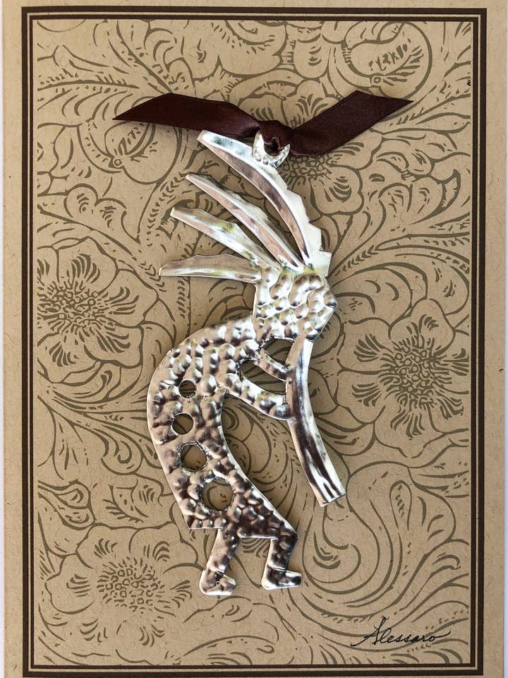 Kokopelli Keepsake Ornament on Greeting Card for wholesale by Alessaro Designs