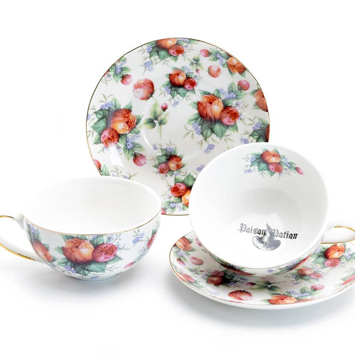 Grace Teaware - Wholesale Coffee/Tea Cup - Poison Potion Floral 8oz Tea Cup and Saucer2