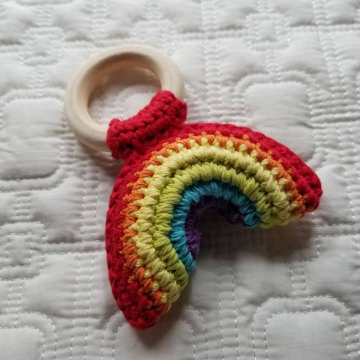 Hand Crochet Rainbow Rattle for wholesale by D & C TOYS