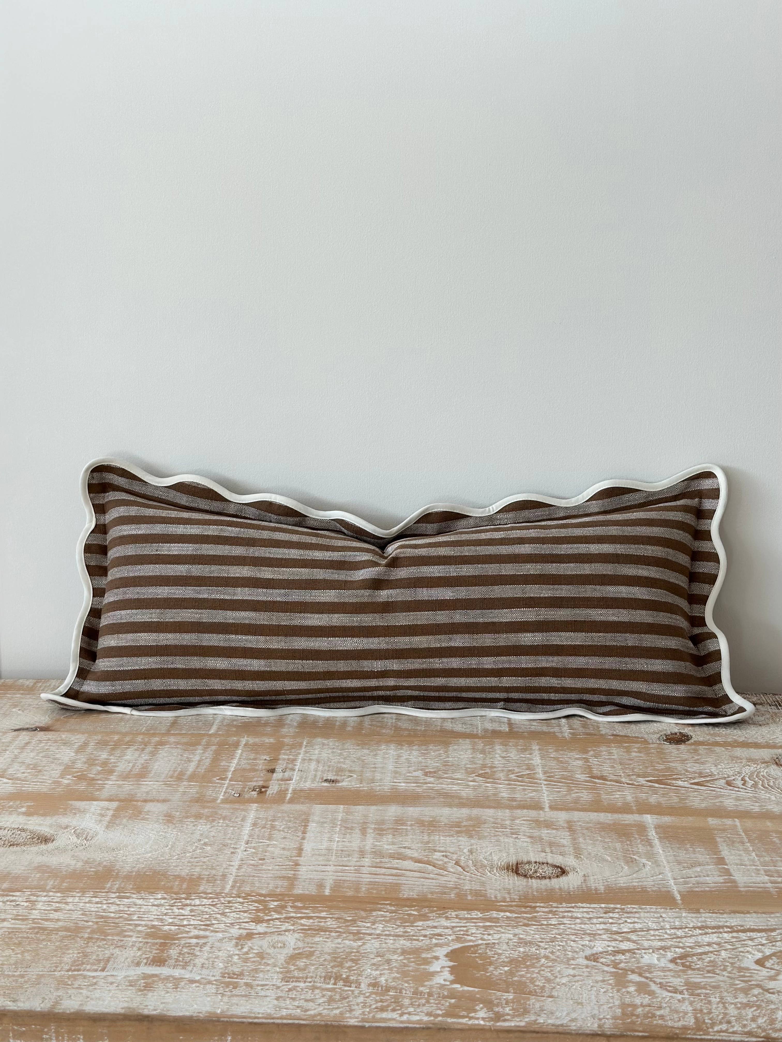 Ellenvale Trade - Wholesale Throw Pillow Cover - Chloe Brown & Cream Stripe Bolster – Brown Stripe 80x301