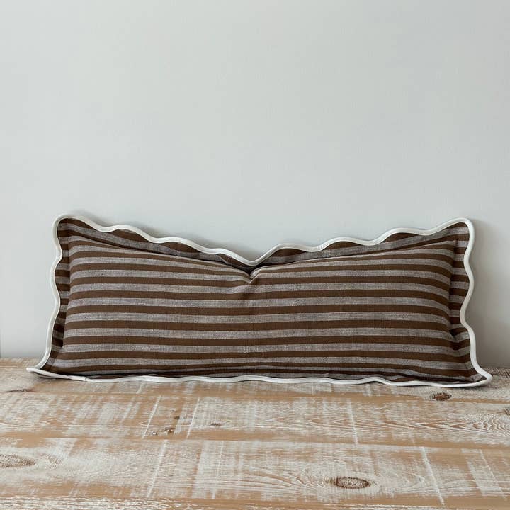 Ellenvale Trade - Wholesale Throw pillow cover - Chloe Brown & Cream Stripe Bolster – Brown Stripe 80x301