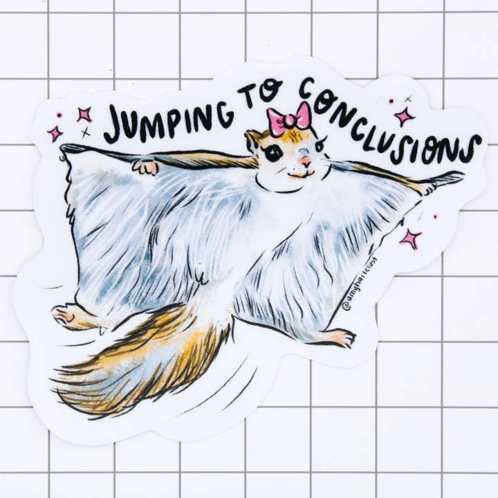 Springe-til-konklusioner Egern Vinylklistermærke for engroshandel hos Amy Hartelust Art and Illustration