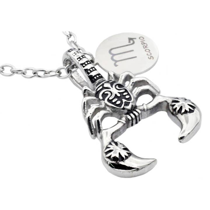 Blackjack Mens Jewelry – Großhandel Kette mit Anhänger/Charm – Sternzeichen-Skorpion-Anhänger aus Edelstahl für Herren