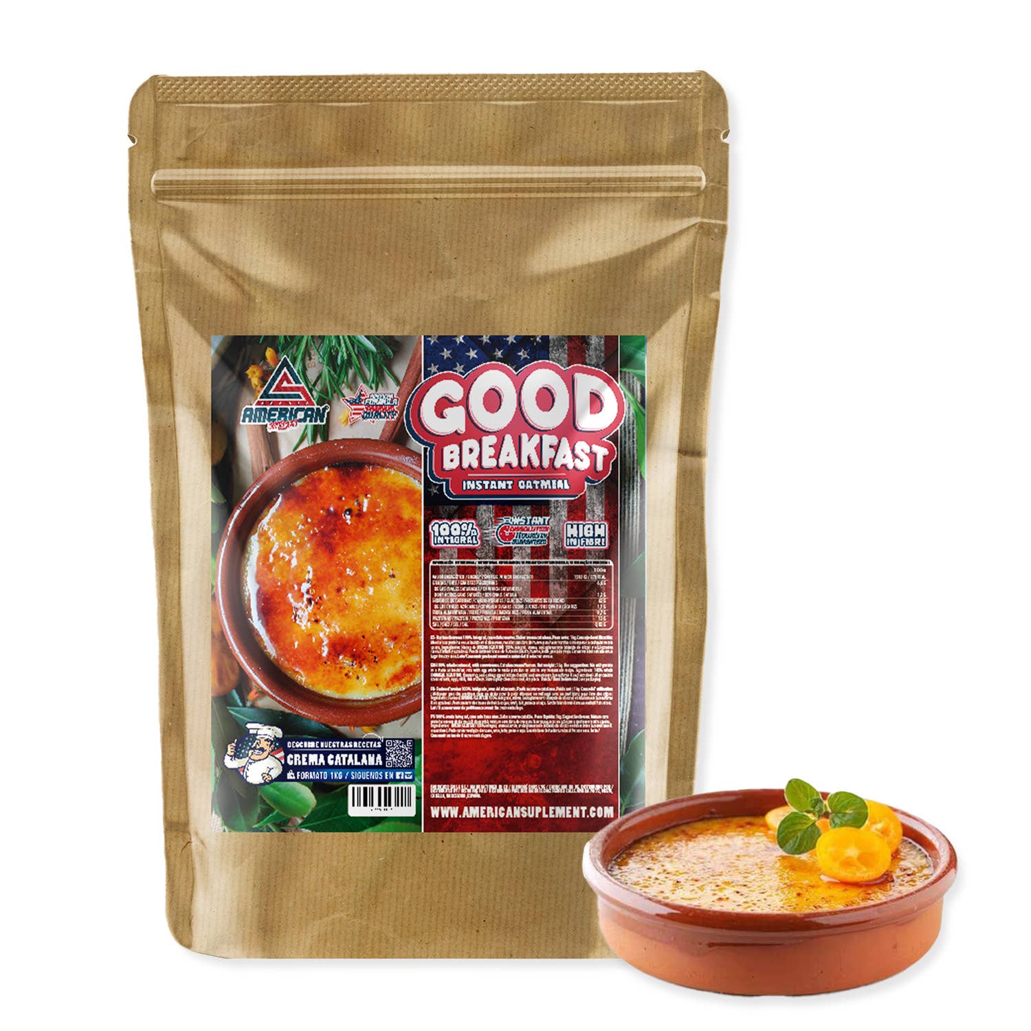 AMERICAN SUPLEMENT S.L. - Vendita all'ingrosso Proteine/superfood in polvere - American Supplement | Farina integrale d'avena 1 kg5