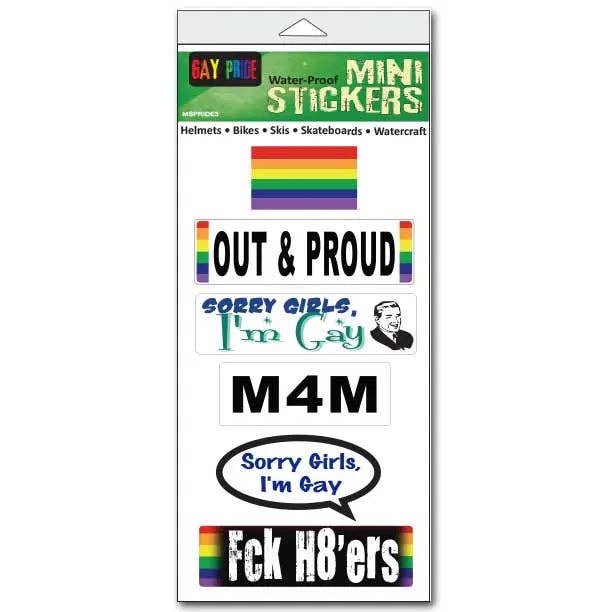 Pride Mini Stickers - Set Of 6 - Size 1" x 3" Each LGBT Stickers for wholesale by Humper Bumper