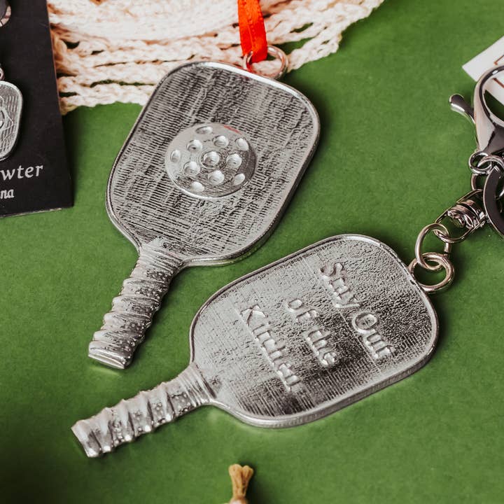 Pickleball Paddle and Ball - Christmas Ornament - Jewelry for wholesale by House of Morgan Pewter