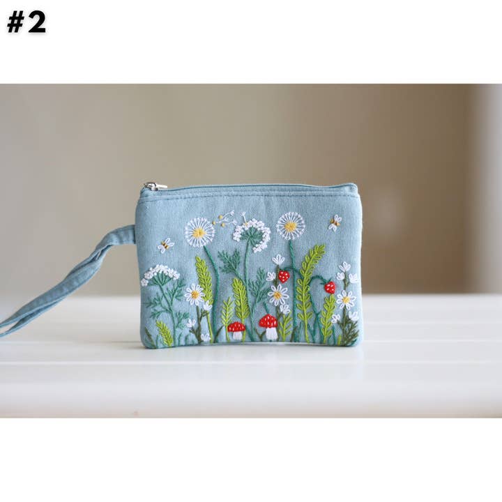 Finer Embroidery - Wholesale Wristlet - Hand Embroidered Coin Purse Wristlet with Flower Embroidery3