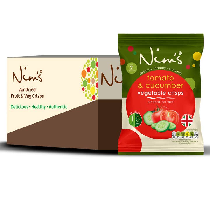 Nim's Tomato and Cucumber Crisps - Multipack Box of 12X14g for wholesale by Nims Fruit Crisps