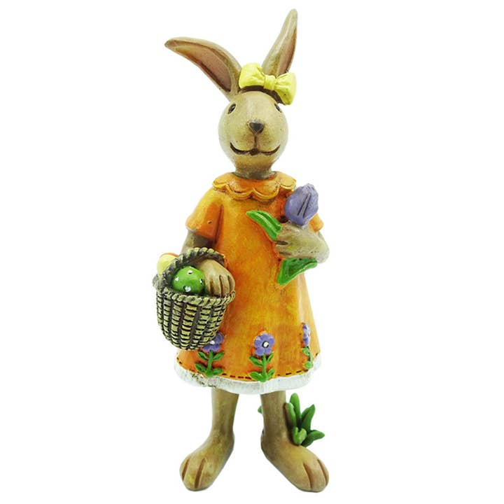5" Mrs. Rabbit With Basket Of Eggs for wholesale by Santa’s Workshop Inc.