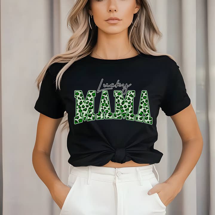 Lucky Mama T-Shirt | St. Patrick’s Day Graphic Tee for wholesale by JAC Wholesale