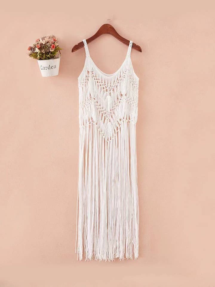 Hope & Sunshine - Wholesale Dress – Women's - Lace Crochet Tassel Cami Dress9