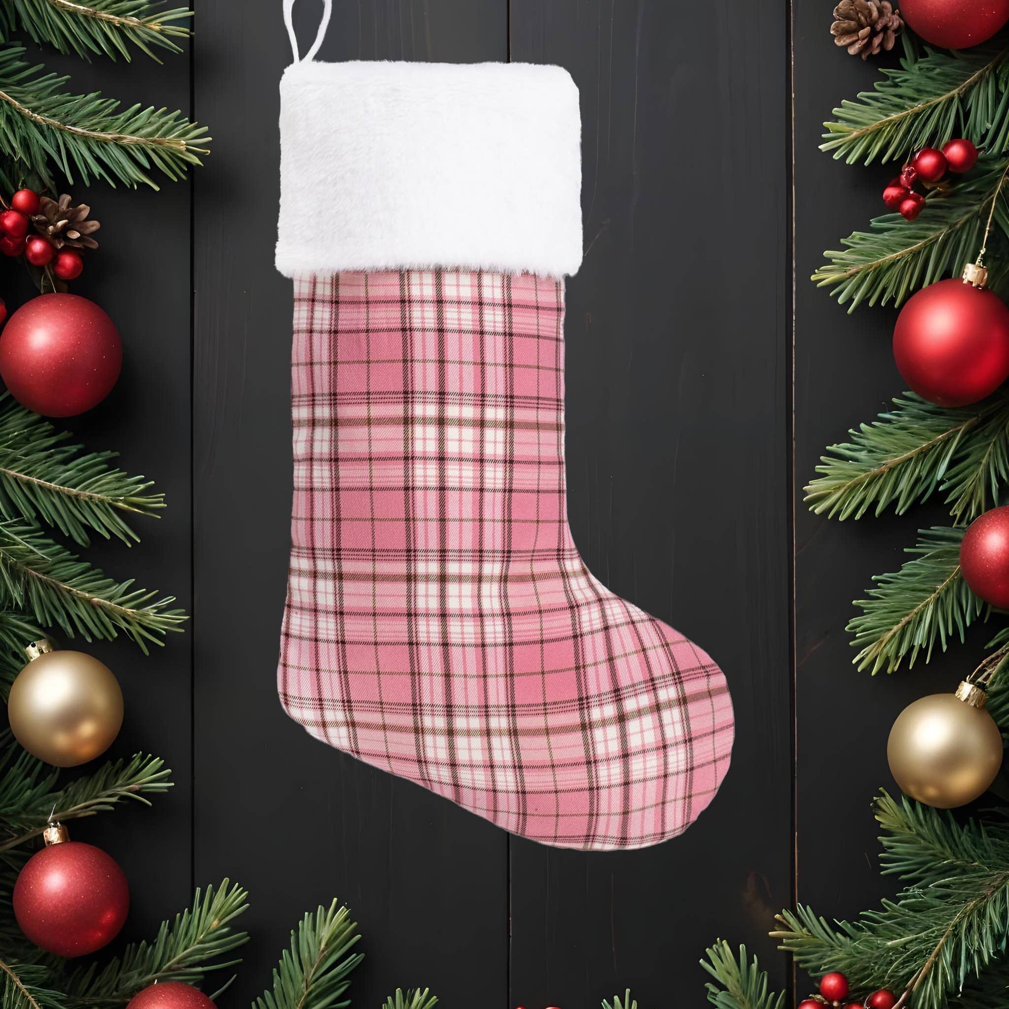 GEXWORLDWIDE - Vente Collants festifs - Chaussettes de Noël douces brodées tons roses1