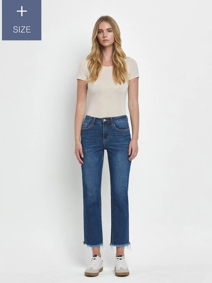 PLUS SIZE HIGH RISE CROP STRAIGHT JEANS LV1136-P for wholesale by Lovervet by VERVET