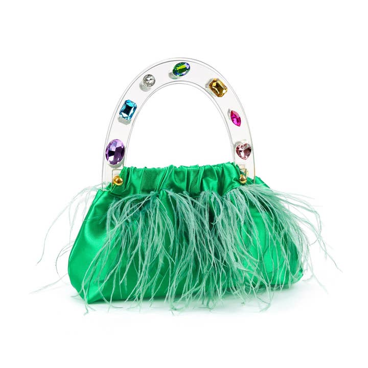 Drømmende grøn fjerbesat håndtaske for engroshandel hos Milanblocks LLC