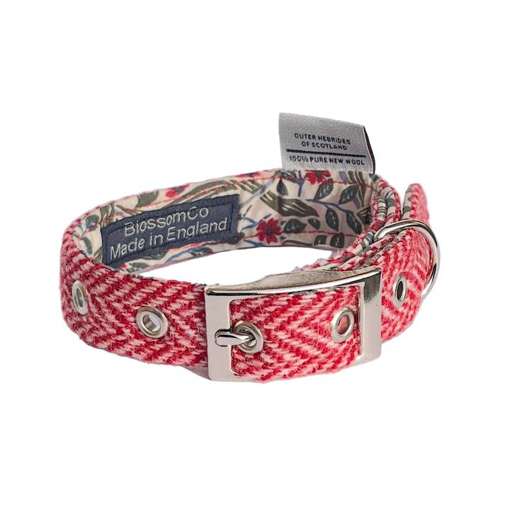 Sandray - Collier pour chien en tweed Harris à chevrons rouges pour la vente par BlossomCo