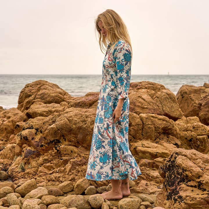 Glamthread - Wholesale Dress – Women's - Blue Heron Cotton Maxi Dress2