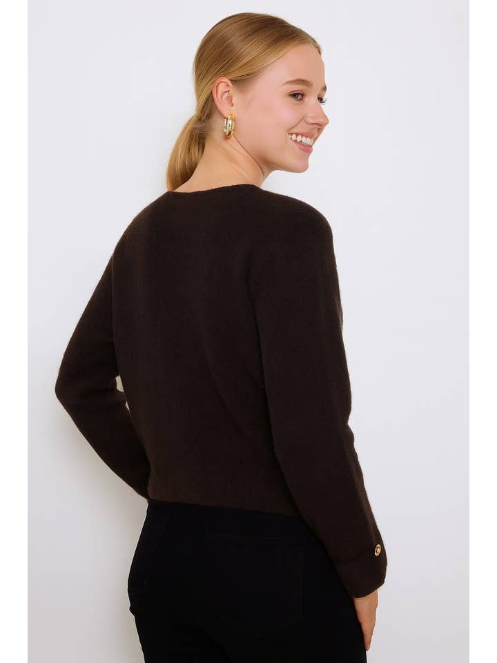 Afinity - Wholesale Cardigan - Women's - Solid cardigan with gold buttons AP1413