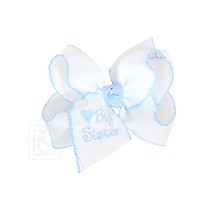 Beyond Creations, LLC - Wholesale Hair Bow - Kids - Embroidered Big Sister & Lil Sister Crochet Edge Bow