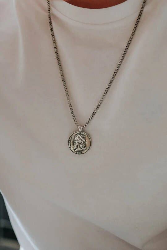 DEGS & SAL - Wholesale Pendant/Charm Necklace - Sterling Silver Ancient Greek Skull Coin Necklace5