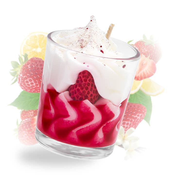 Small Handcrafted Wild Strawberry Valentine's Day Candle for wholesale by Les Fées Mères