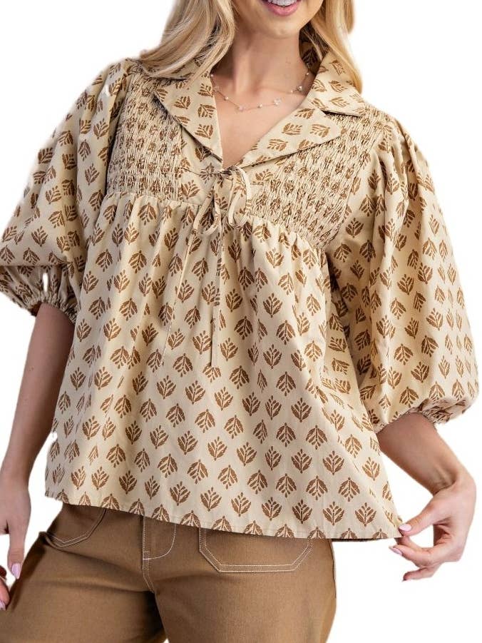 Blusa estampada con lazo para venta al por mayor de Vanilla Monkey