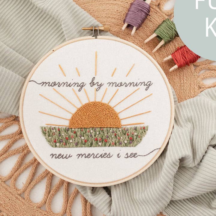 “Morning by Morning New Mercies I See” Embroidery Kit for wholesale by Abide Embroidery Co.