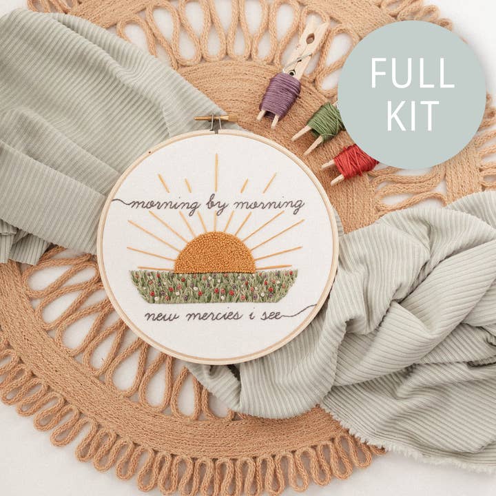 “Morning by Morning New Mercies I See” Embroidery Kit for wholesale by Abide Embroidery Co.
