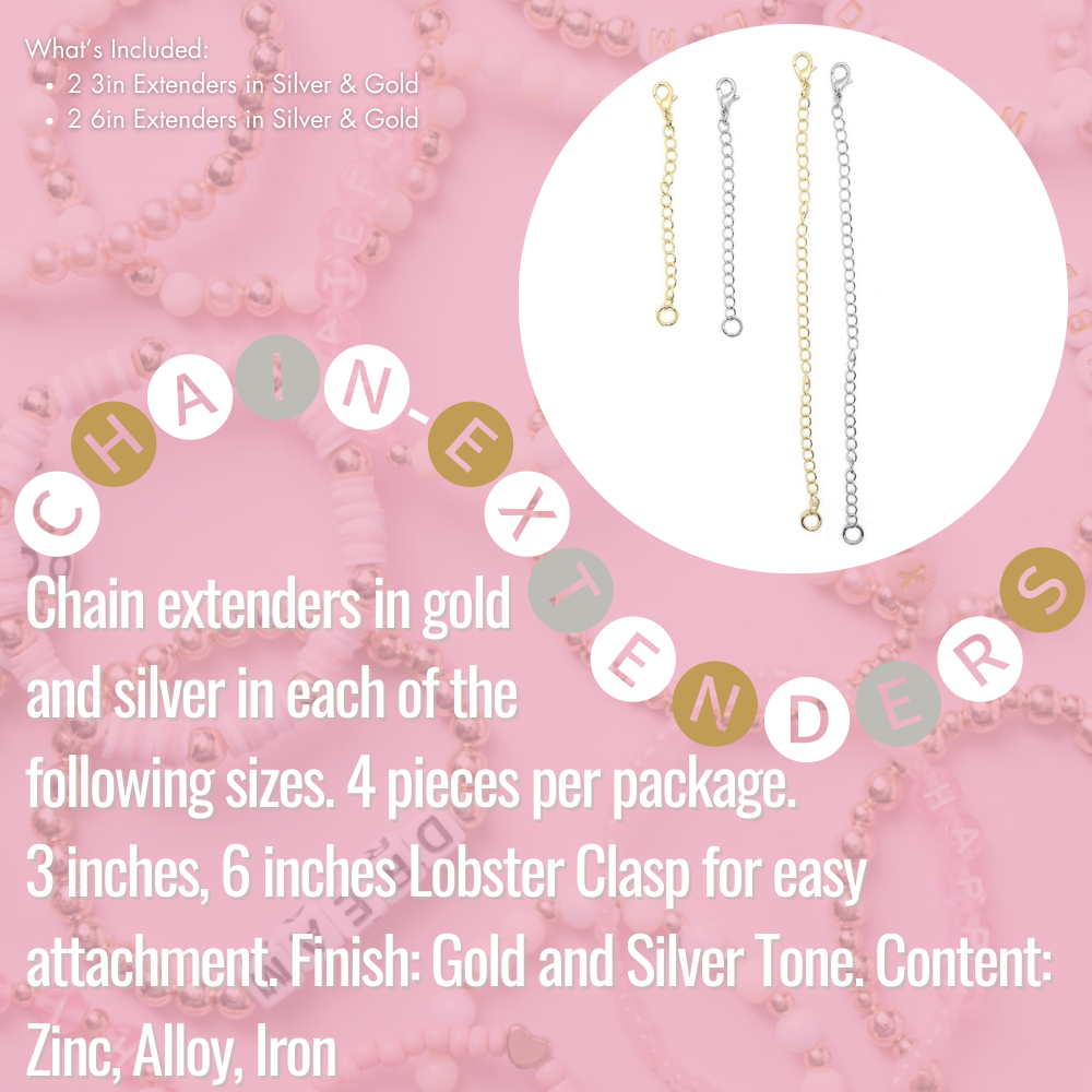 Mammoth Buys - Wholesale DIY Jewelry - Kids - Gold & Silver Chain Extenders, DIY Jewelry, 3in & 6in1