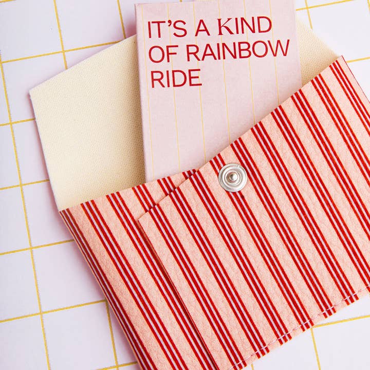 ECKE - Wholesale Card Holder - Women's - Coral Red Stripes Wallet2