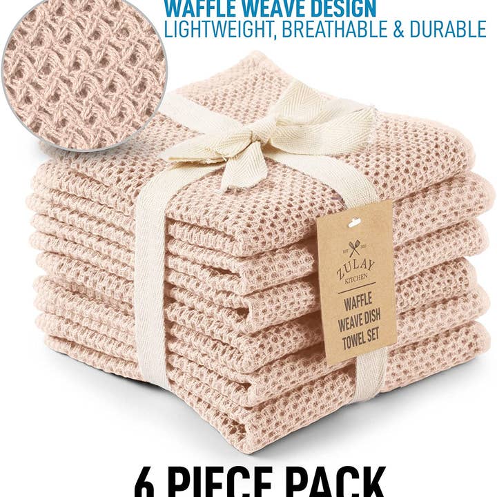 Zulay Kitchen - Wholesale Dishcloth - Waffle Weave Dish Towels – 12"x12" 6-Pack5