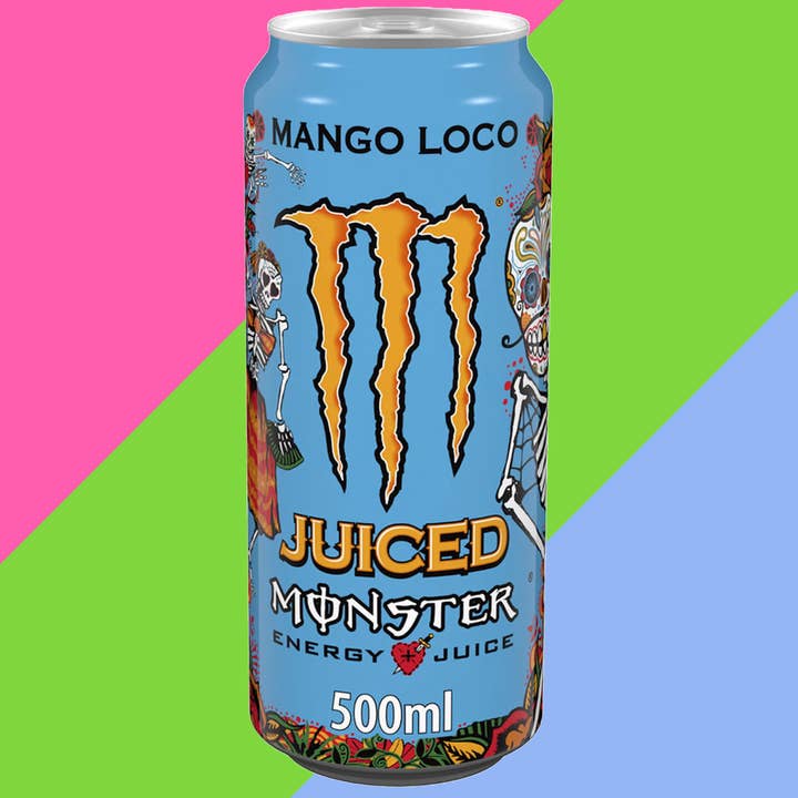 Monster Energy Drink Mango Loco 12x500ml PM £1,75 per la vendita all'ingrosso da parte di Gaffney's Sweets & Treats Wholesale