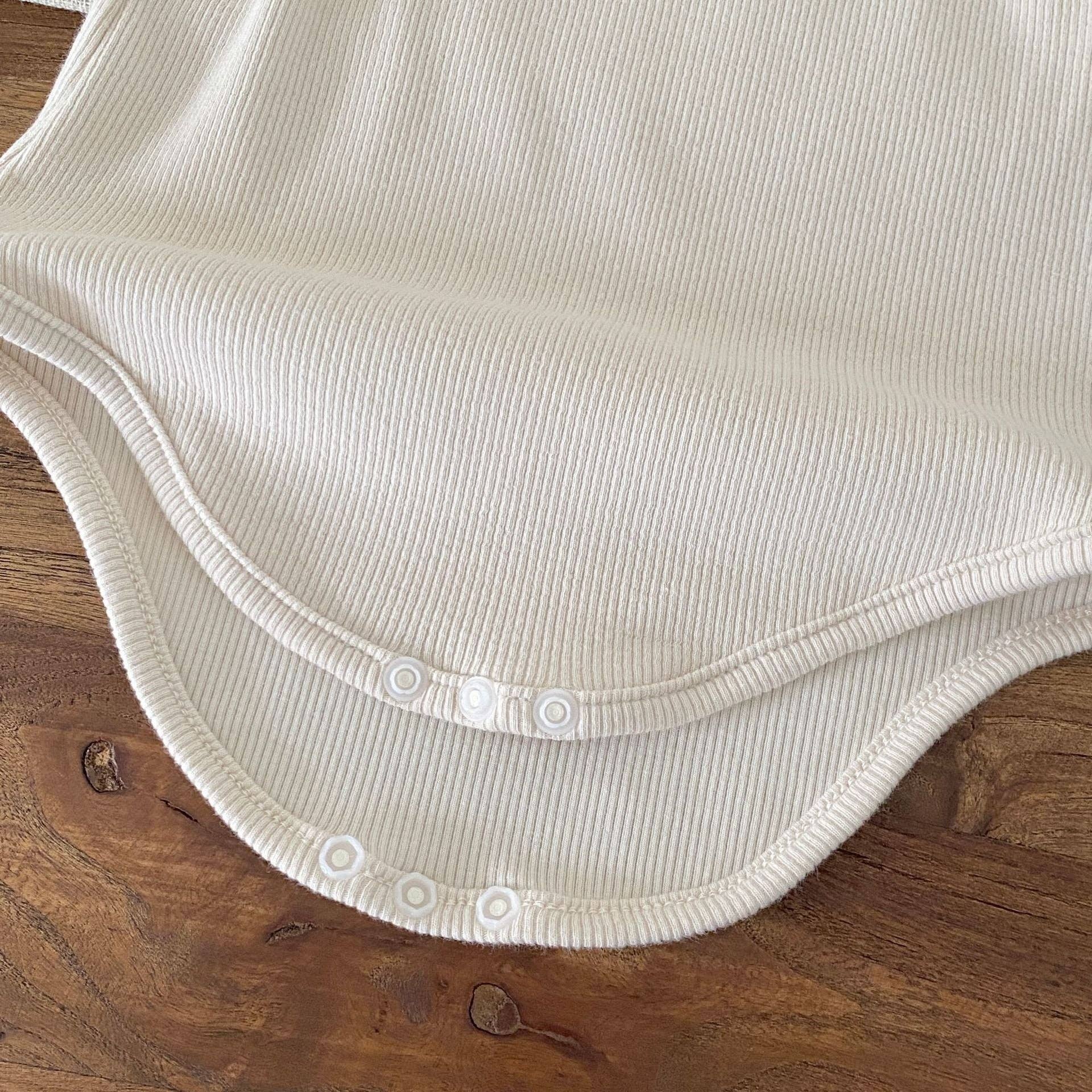 Beige Autumn Arrival Baby Girls Long Sleeves Simple Rabbit Embroidered bodysuit for wholesale on Faire1