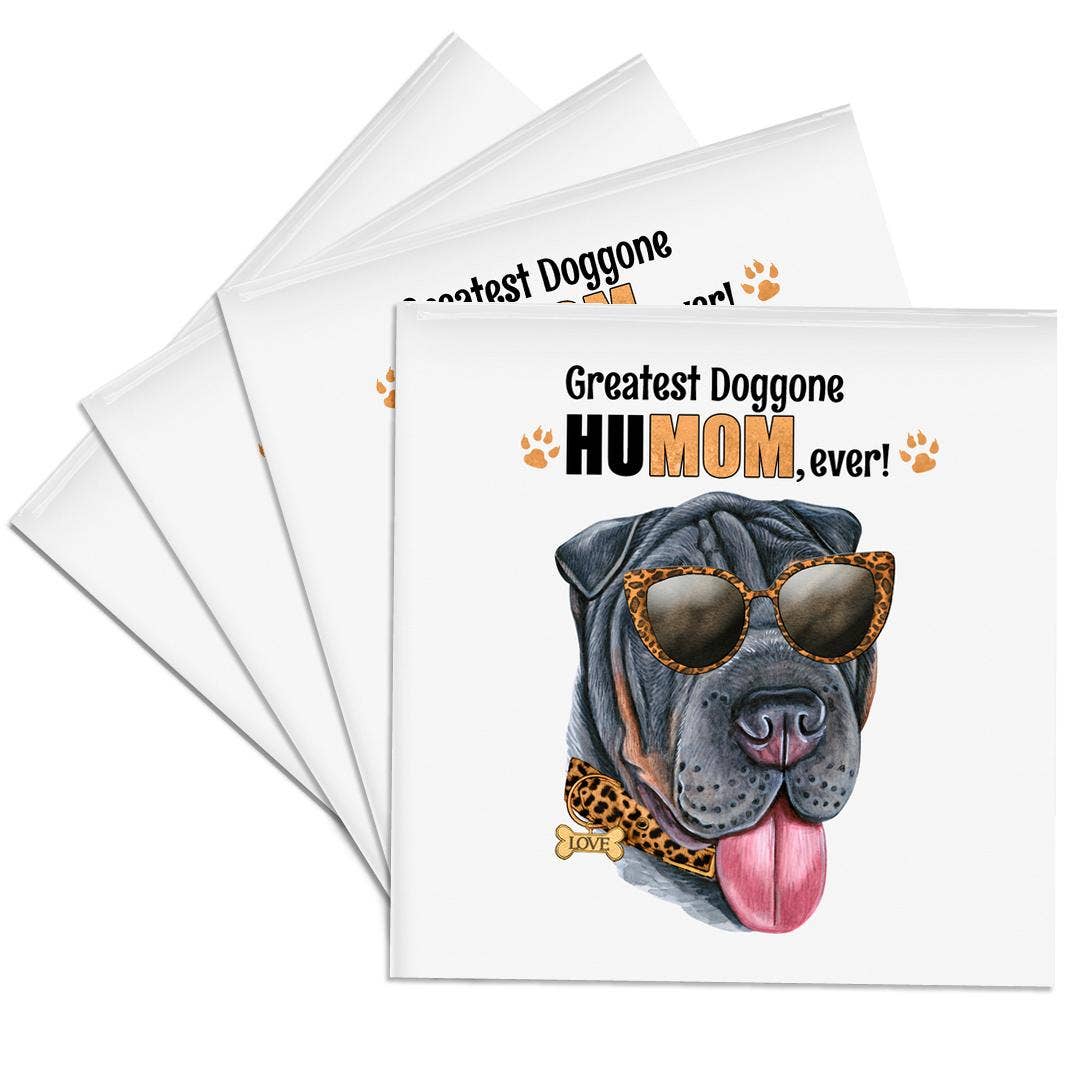 3dRose - Wholesale Coasters - 3dRose, An Adorable Black Shar Pei Dog Ready for Mom on Mothers Day, Coaster0