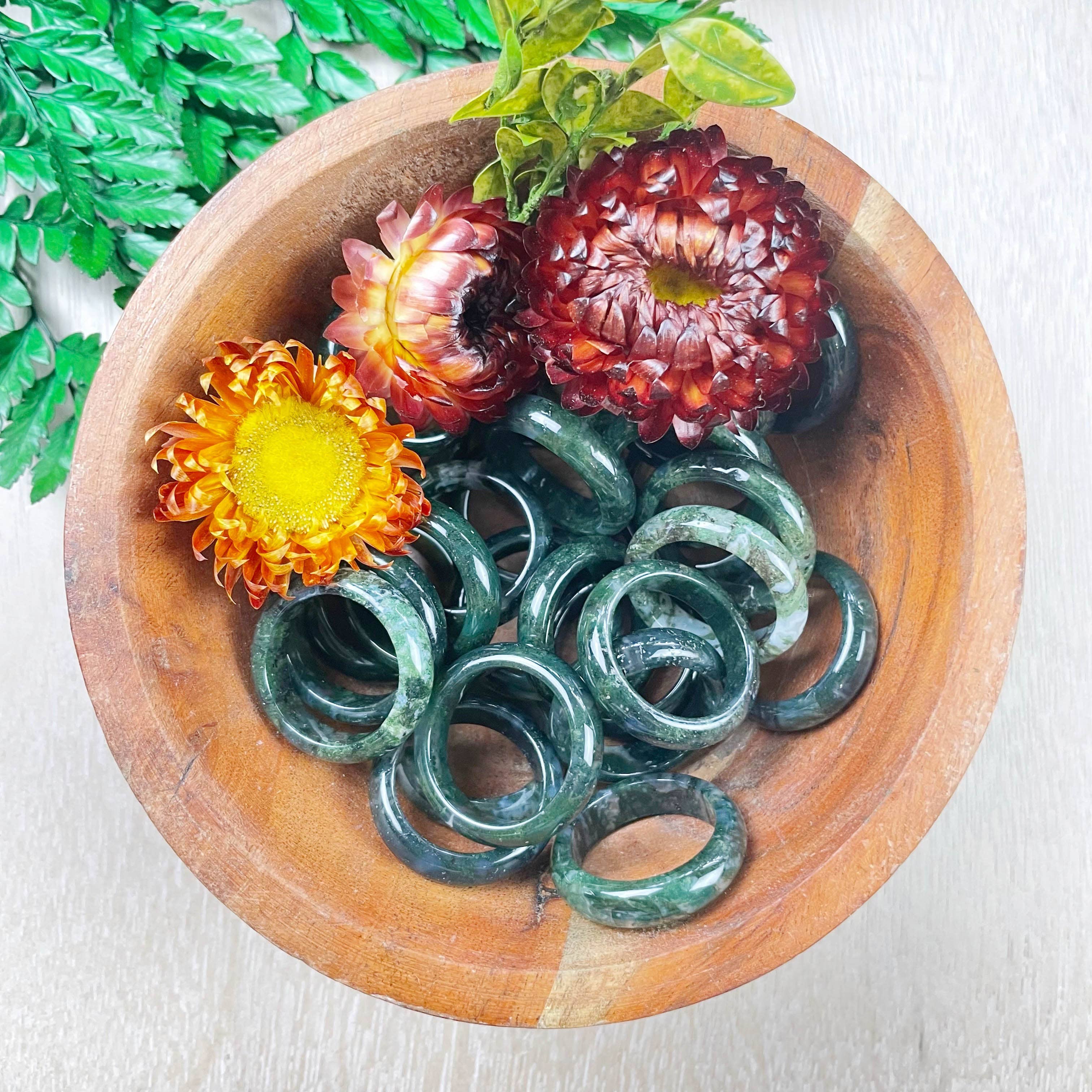 Ewelina Pas Jewelry – wholesale Band/Stackad Ring – Moss agat 6mm bandet Ring7