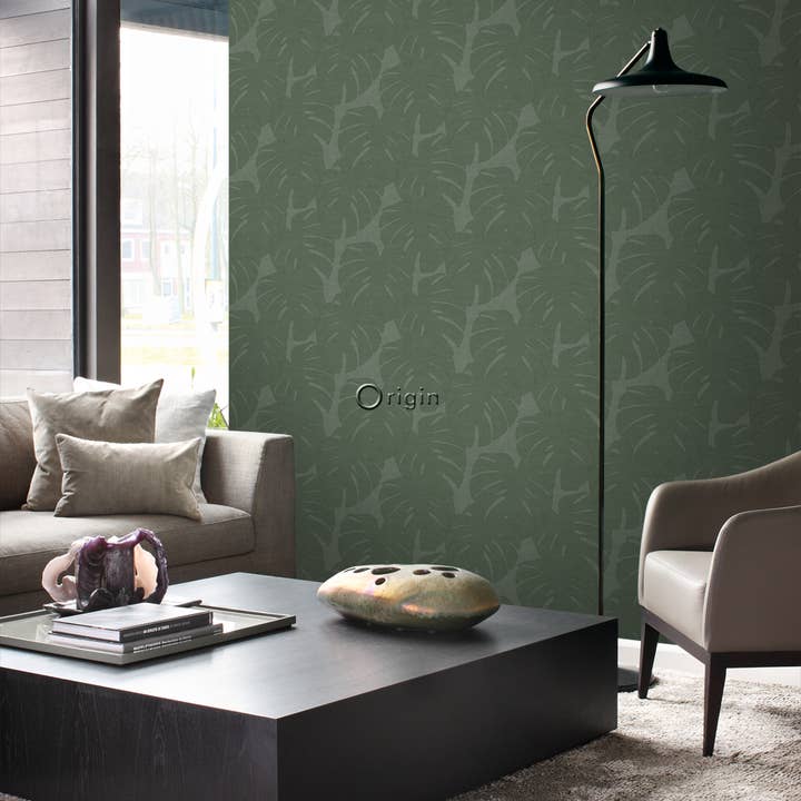The Design Department b.v. - Wholesale Wallpaper - Wallpaper Leaves With Woven Structure3