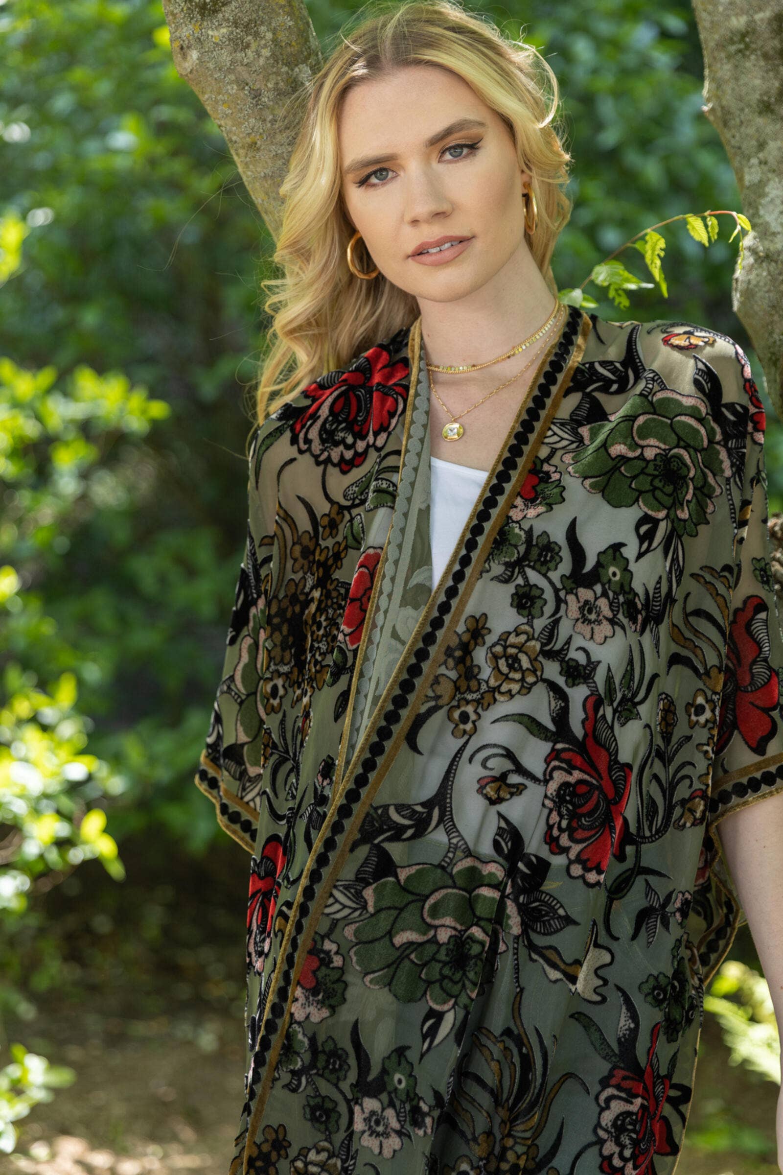 Our Beautiful Floral Velvet Burnout Kimono – Just Style LA
