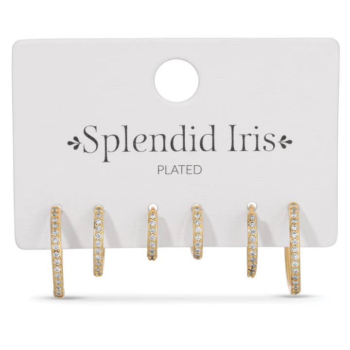 Combo 3, Delicate Pave Huggies for wholesale by Splendid Iris