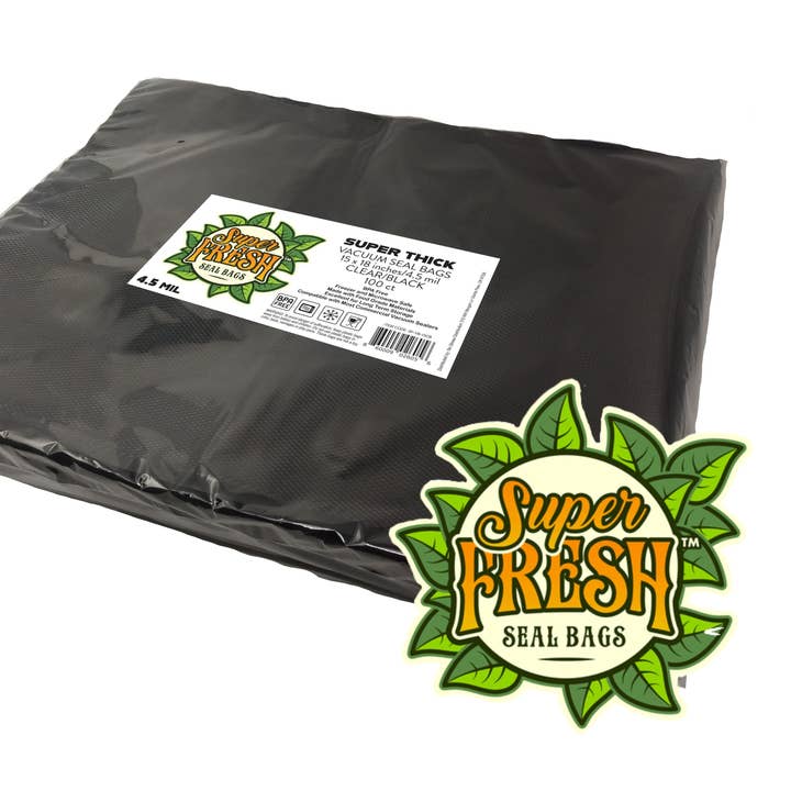 Sacs sous vide Super Fresh CLEAR/BLACK 15"x18" 4,5mil paquet de 100 pour la vente par Super Fresh Vacuum Seal Bags
