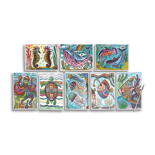 OOLY - Wholesale Art Set - Kids & Baby - Hidden Colors Magic Paint Sheets (9 PC Set)- Magic Ocean